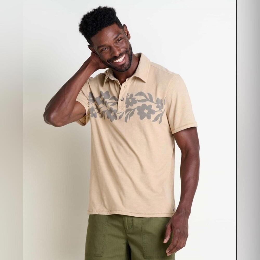 LAST ONE! NWT Toad&Co S Organic Cotton & Recycled Floral‎ Boundless Jersey Polo